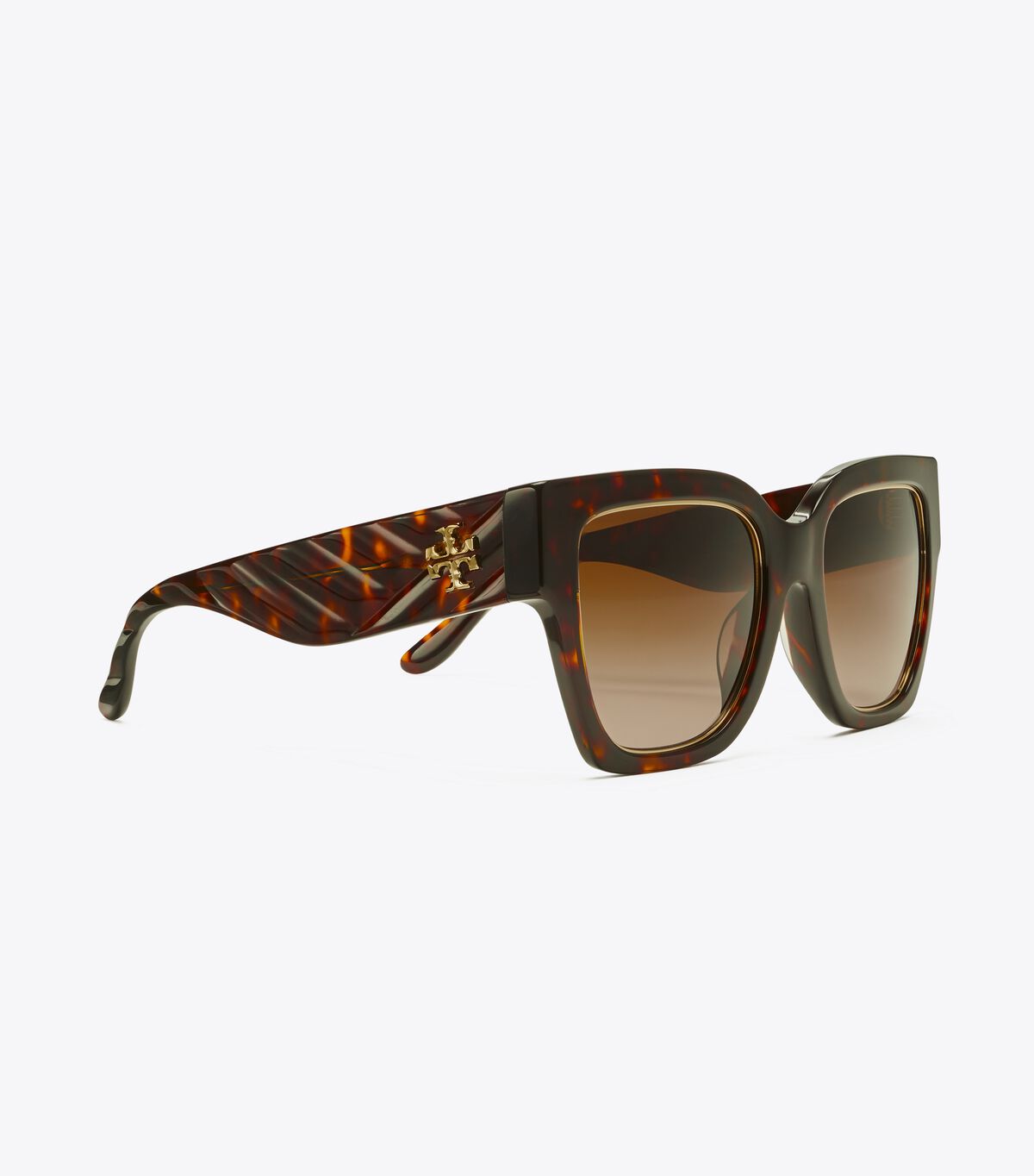 Tory Burch Dark Brown Kira Chevron Square Sunglasses