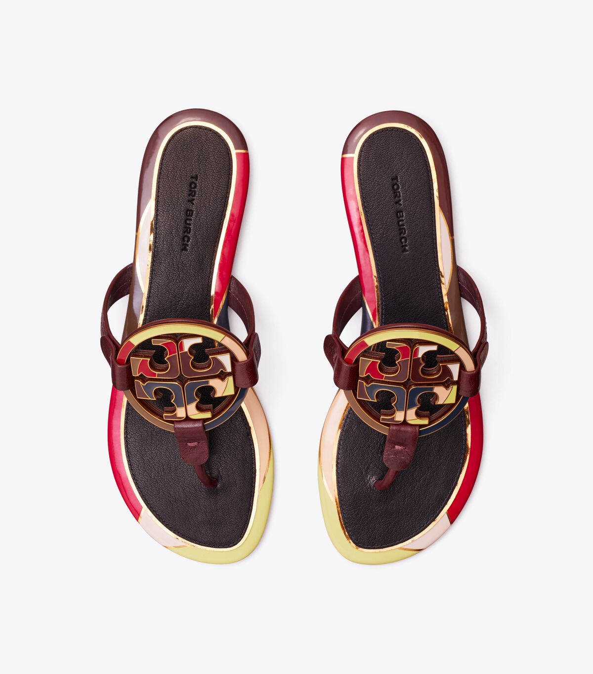 Tory Burch Brown Enamel Miller Sandals