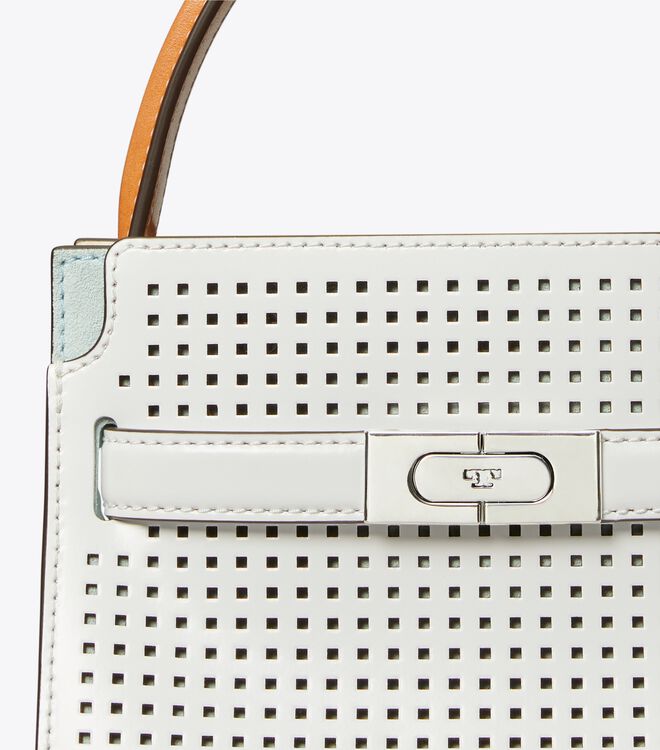 Tory Burch White Petite Lee Radziwill Perforated Mini Bag