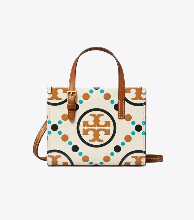 Tory Burch White Mini T Monogram Tote Bags