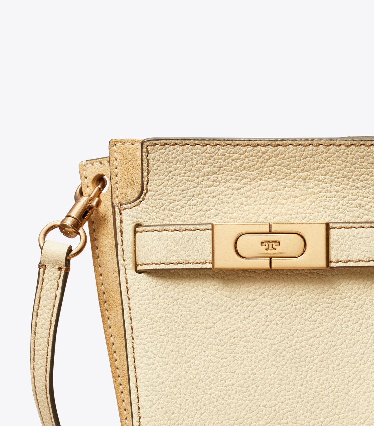 Tory Burch Beige Petite Lee Radziwill Pebbled Satchel Bags