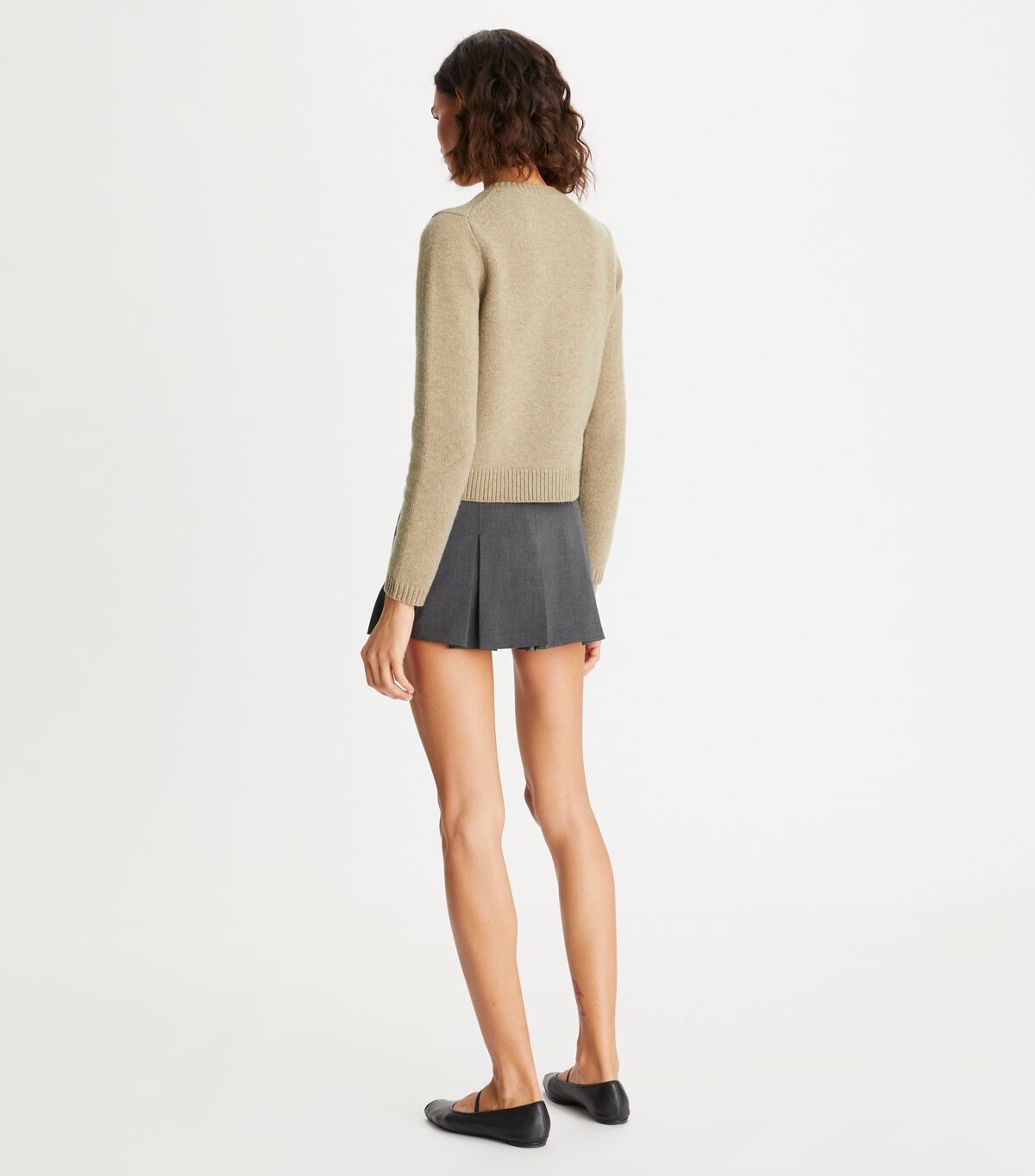 Tory Burch Beige Logo Button Wool Cardigan