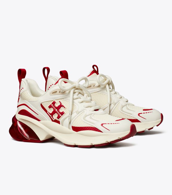 Tory Burch White / Red Good Luck Tech Sneakers