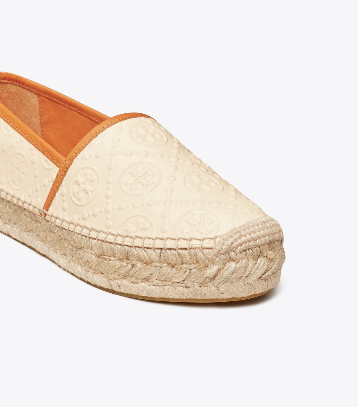 Tory Burch Cream / Brown T Monogram Platform Espadrille