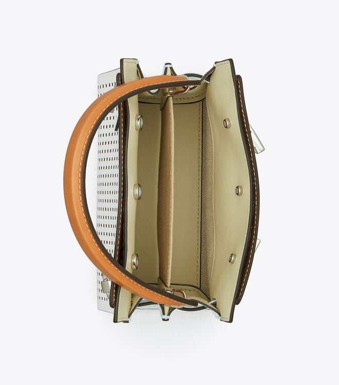 Tory Burch White Petite Lee Radziwill Perforated Crossbody Bags