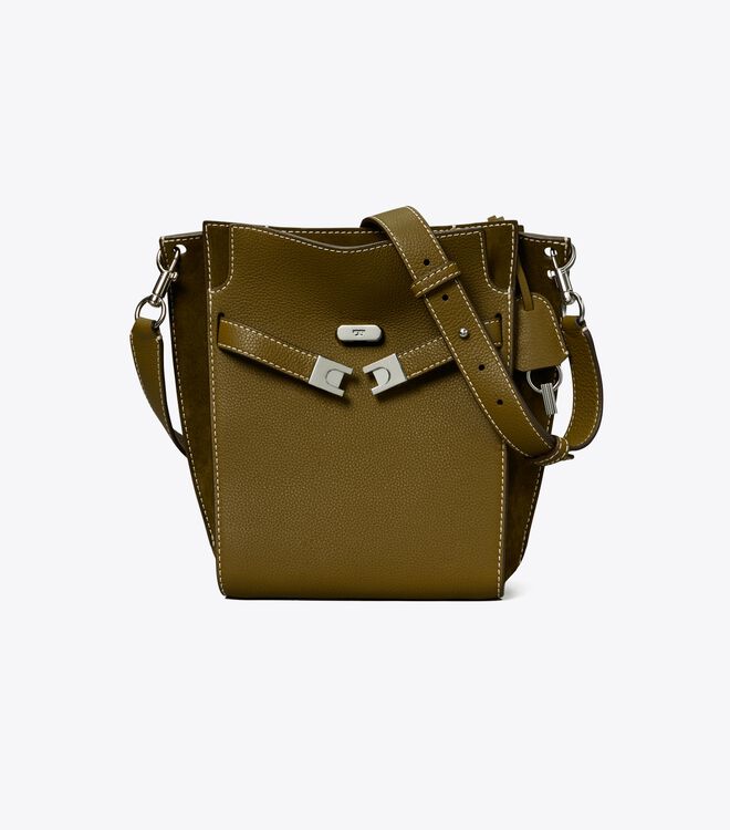 Tory Burch Deep Green Lee Radziwill Pebbled Satchel Bags