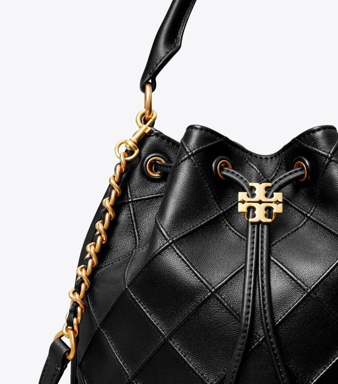 Tory Burch Black Large Fleming Soft Bucket Bags