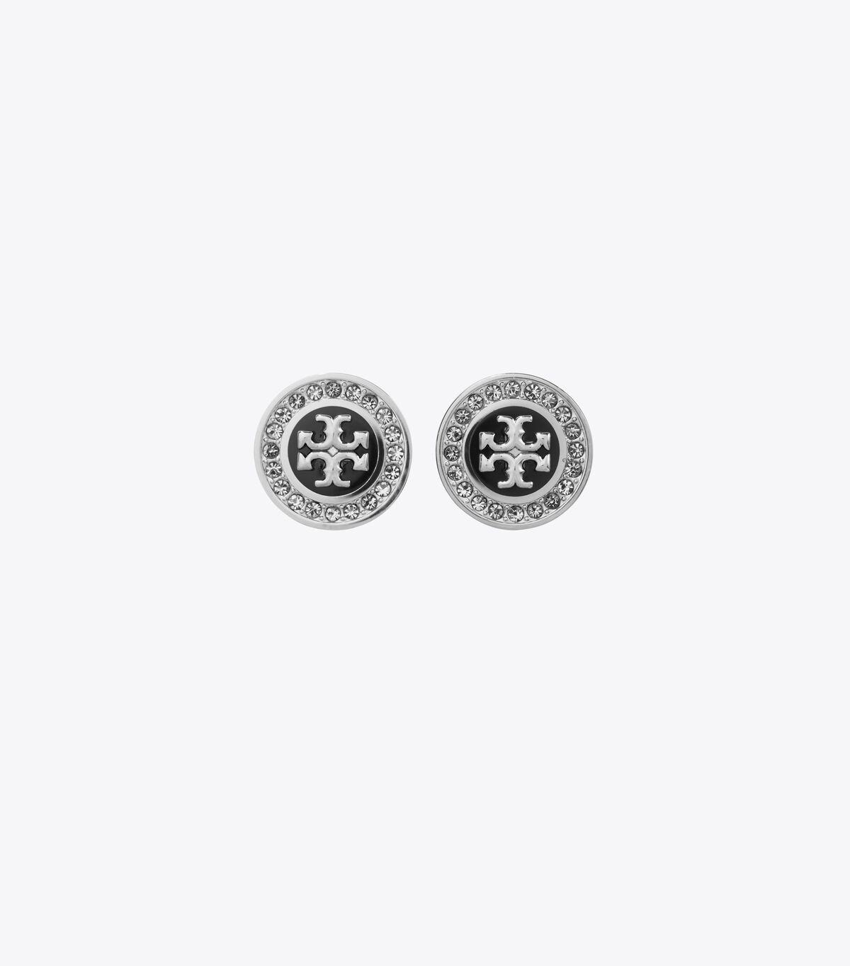 Tory Burch Black / Multicolor Kira Pavé Enamel Circle-stud Earrings