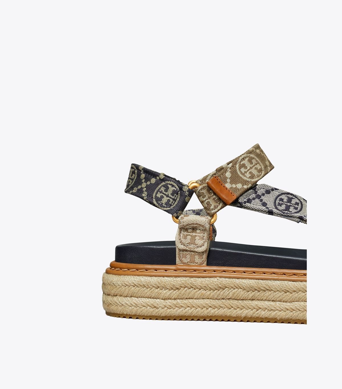 Tory Burch Navy T Monogram Rope Sandals