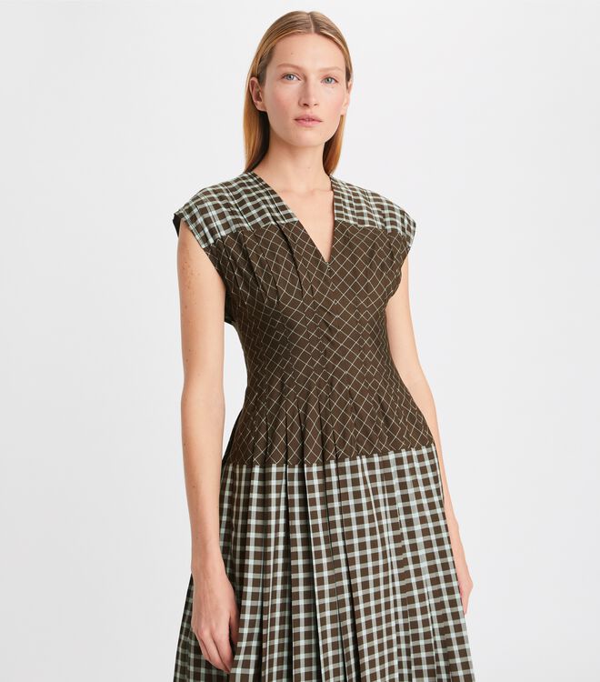 Tory Burch Blue Brown Silk Claire Mccardell Dress