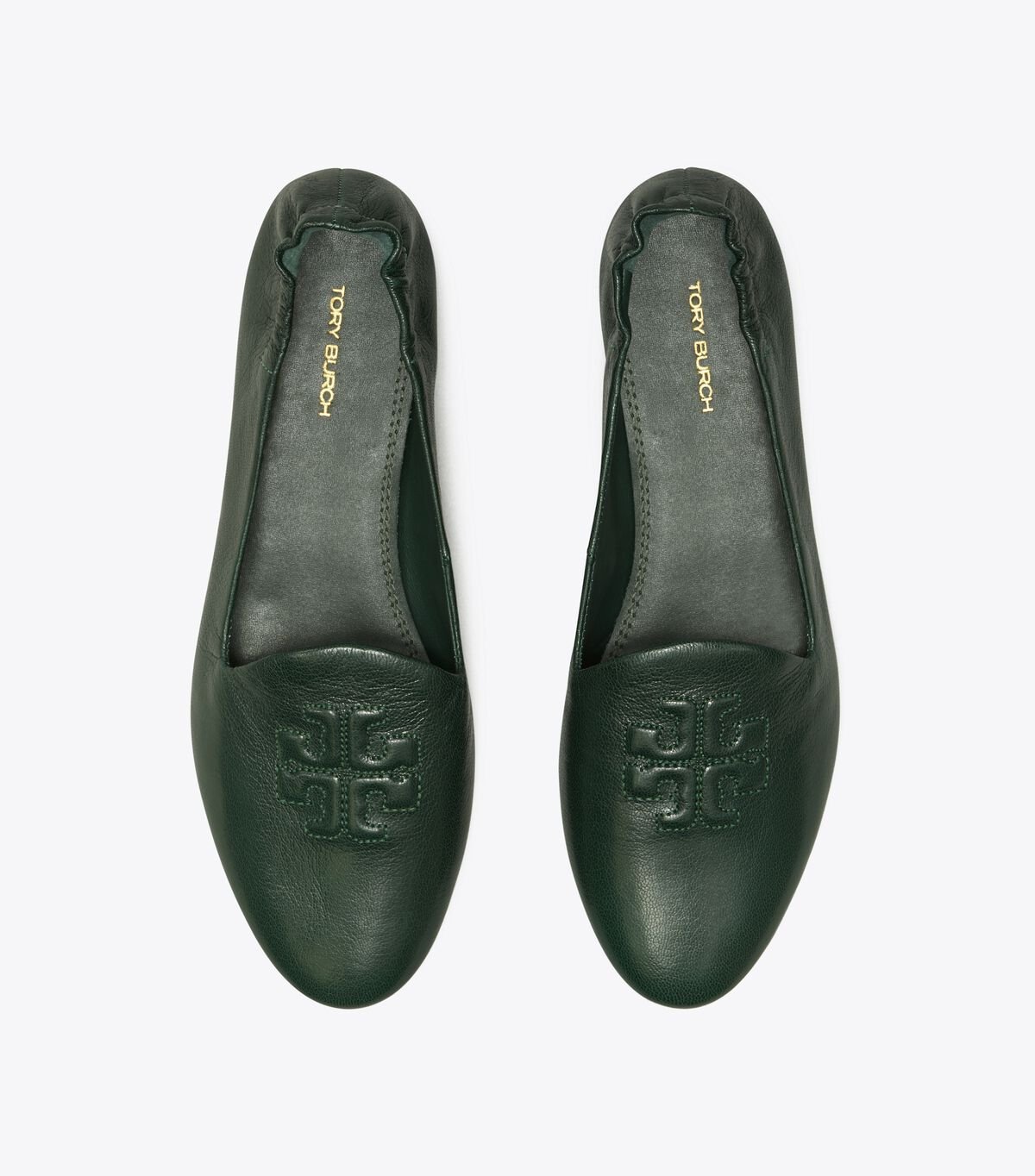 Tory Burch Dark Green Smoking Slippers