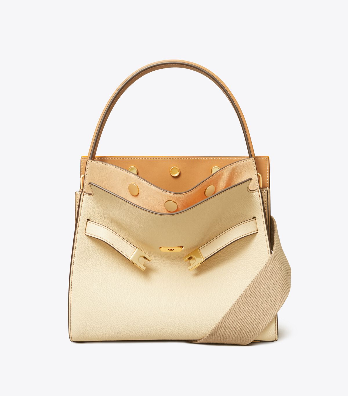 Tory Burch Beige Small Lee Radziwill Pebbled Satchel Bags