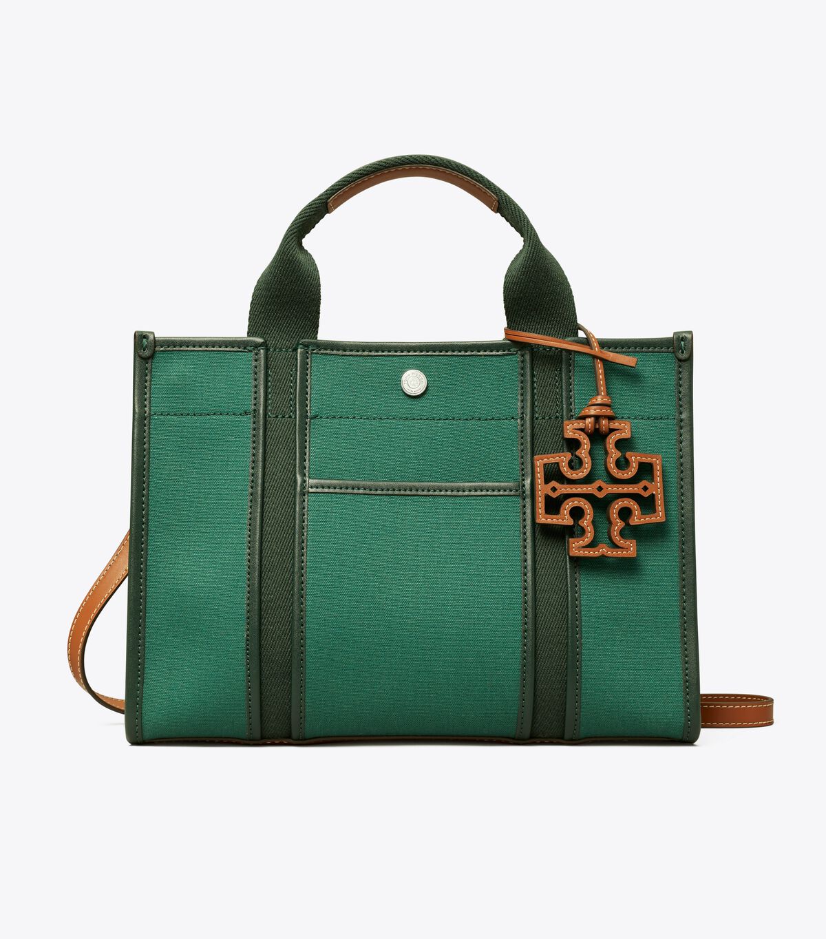 Tory Burch Deep Green Small Twill Tory Tote Bags