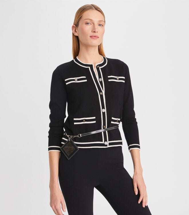 Tory Burch Black / Cream Kendra Cardigan