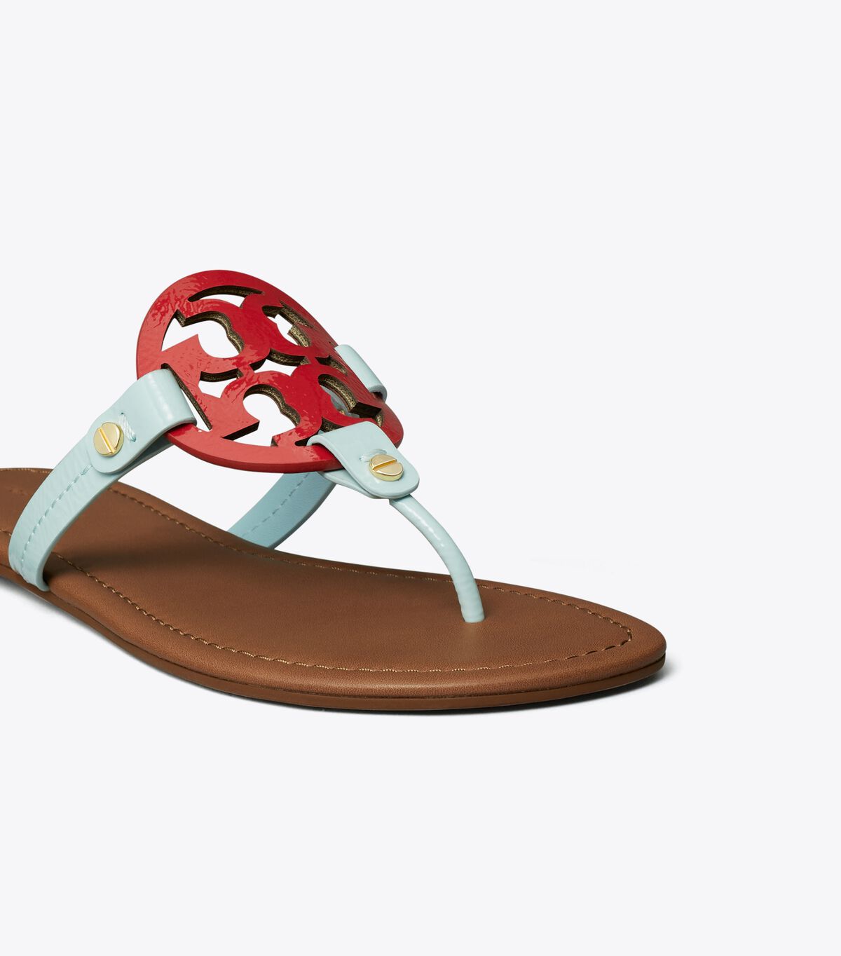 Tory Burch Azure / Red Miller Leather Sandals