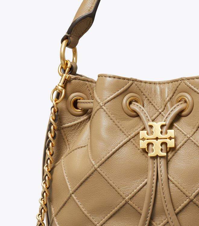 Tory Burch Grey Small Fleming Soft Bucket Bags