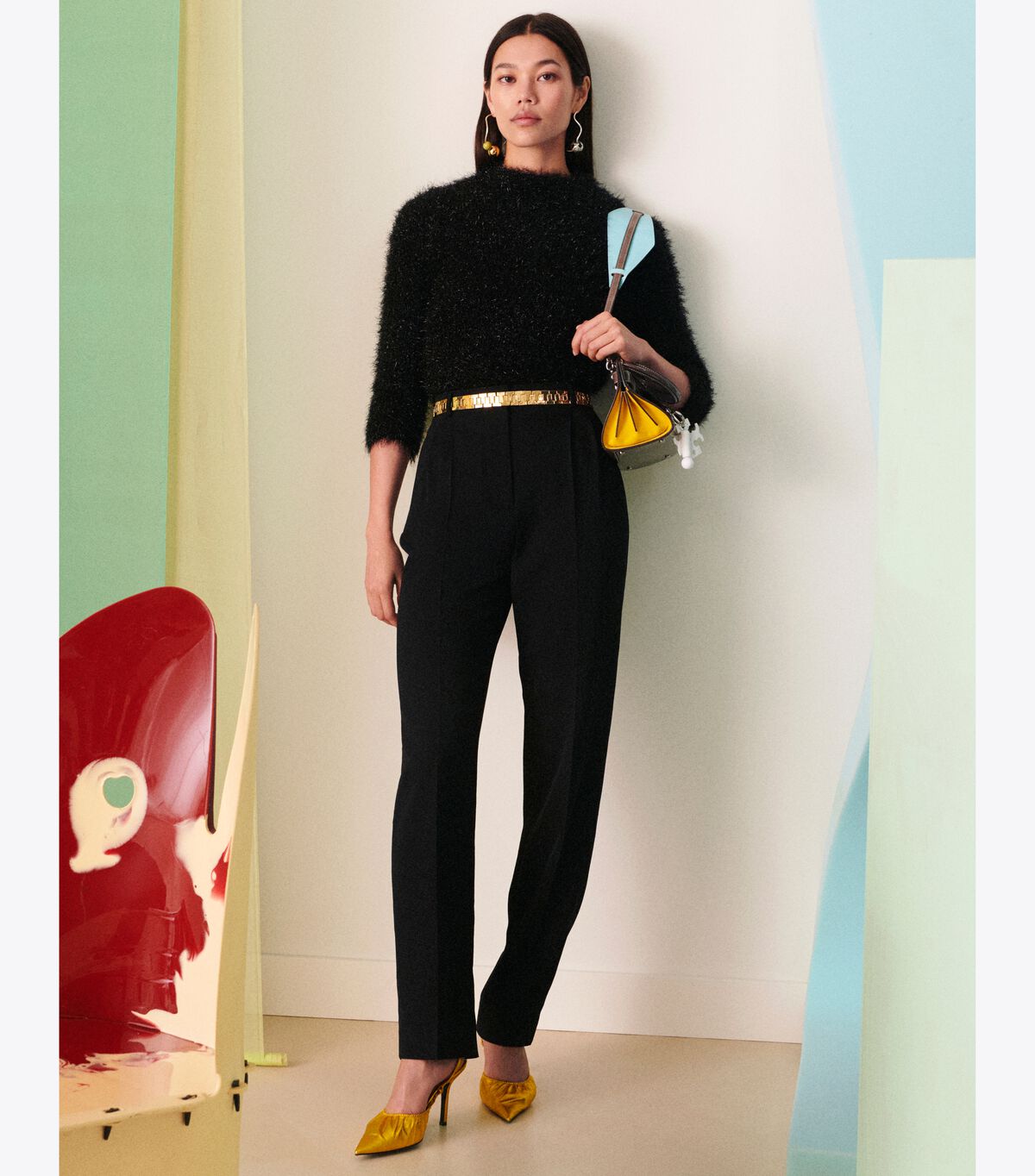 Tory Burch Black Tinsel Mockneck Sweaters