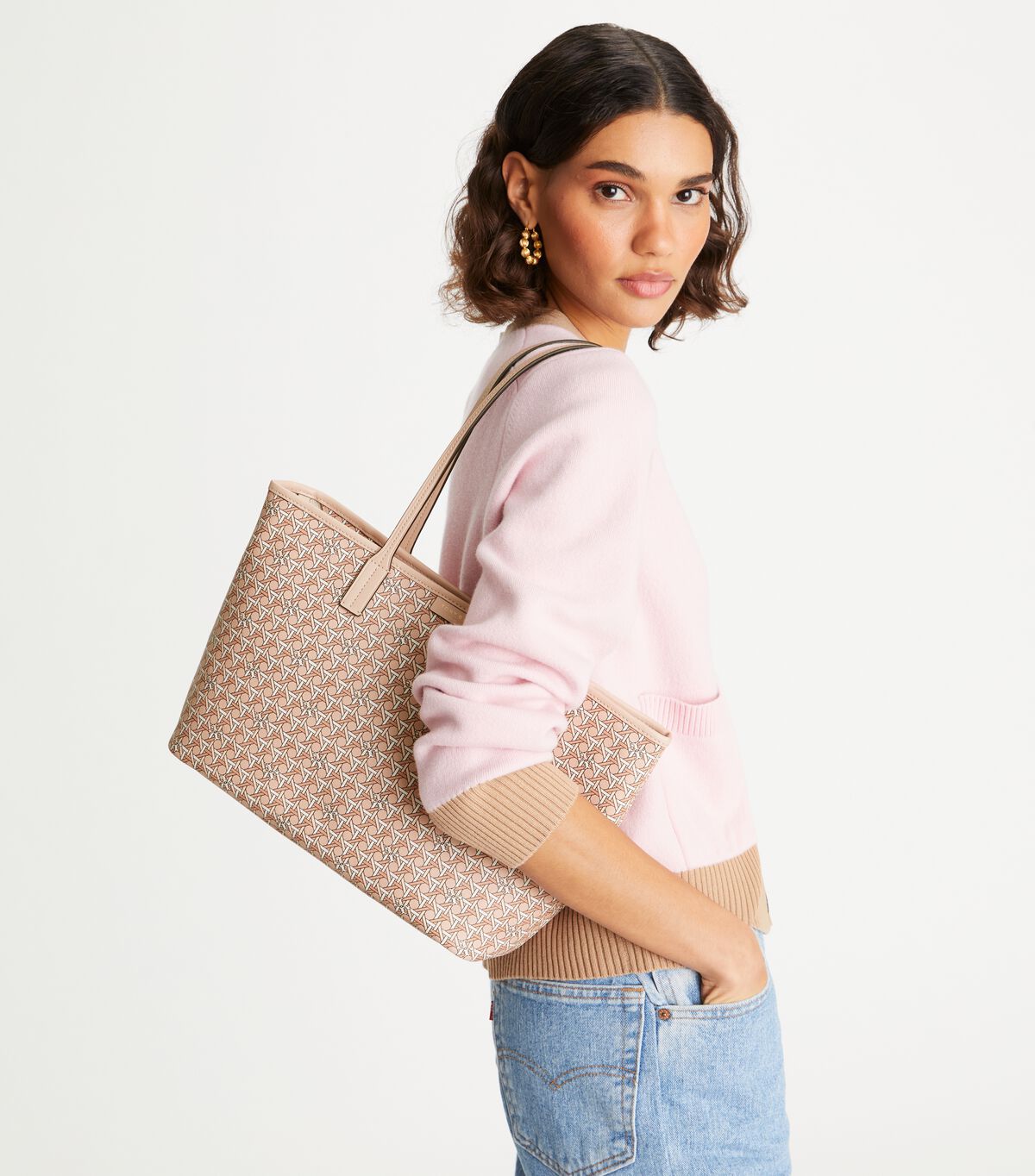 Tory Burch Beige Small Ever-ready Zip Tote Bags