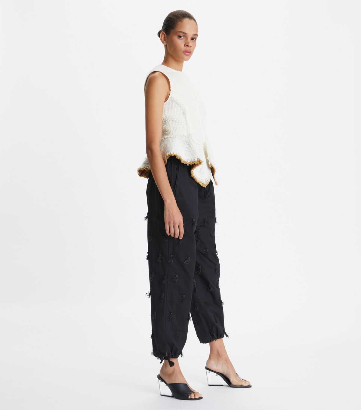 Tory Burch Black Poplin Drawstring Pants