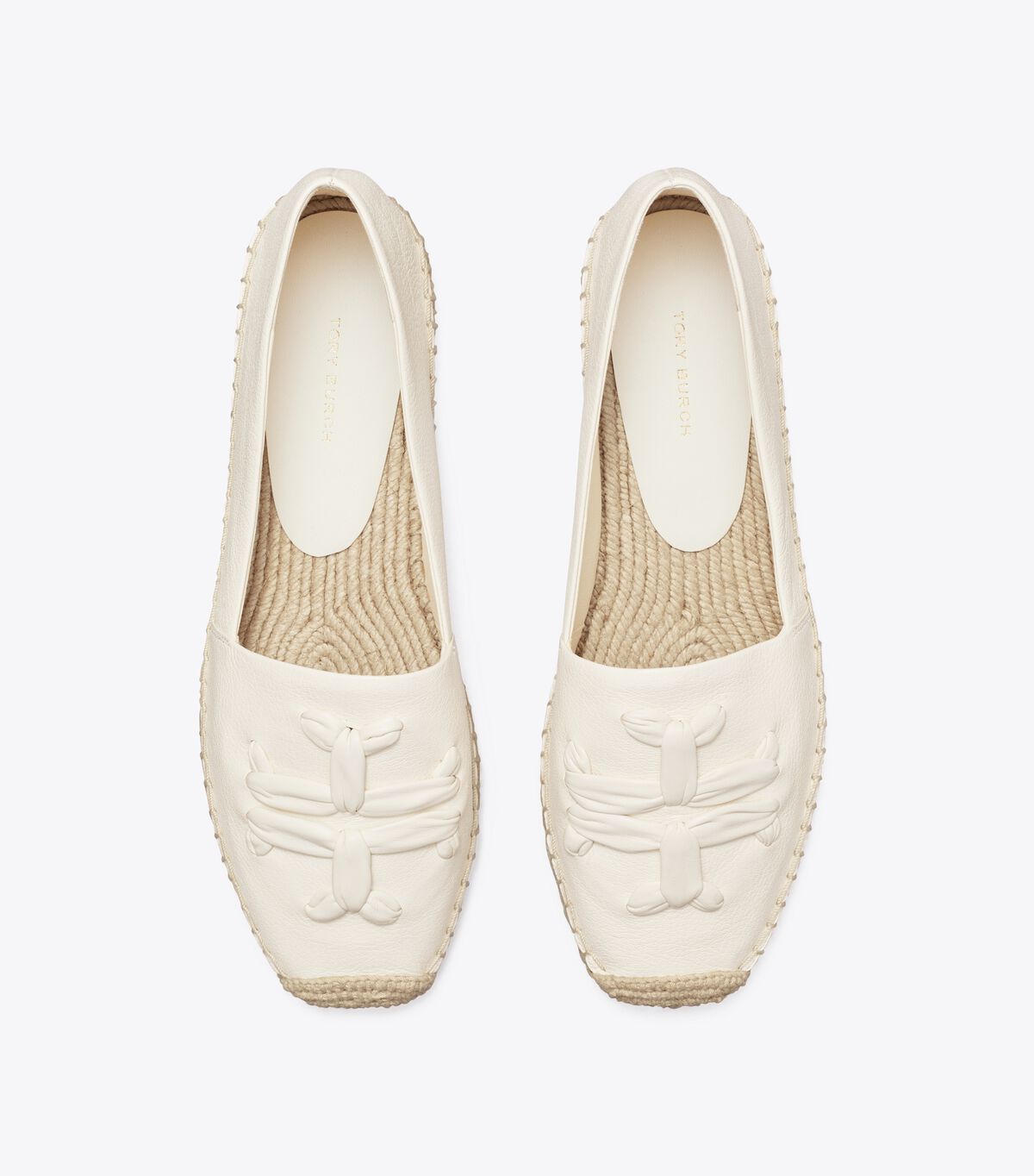 Tory Burch White Woven Double T Aline Espadrille