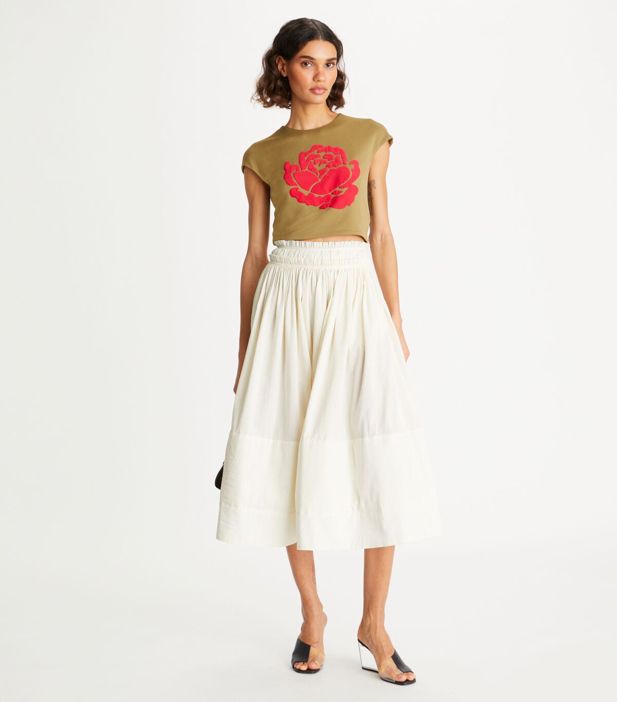Tory Burch White Ruched Waist Skirts