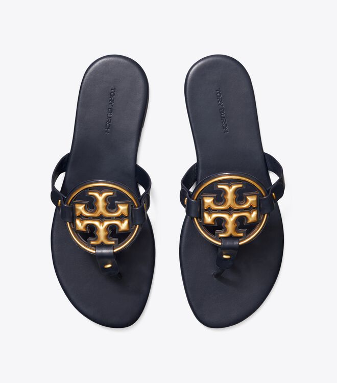Tory Burch Navy Metal Miller Soft Sandals