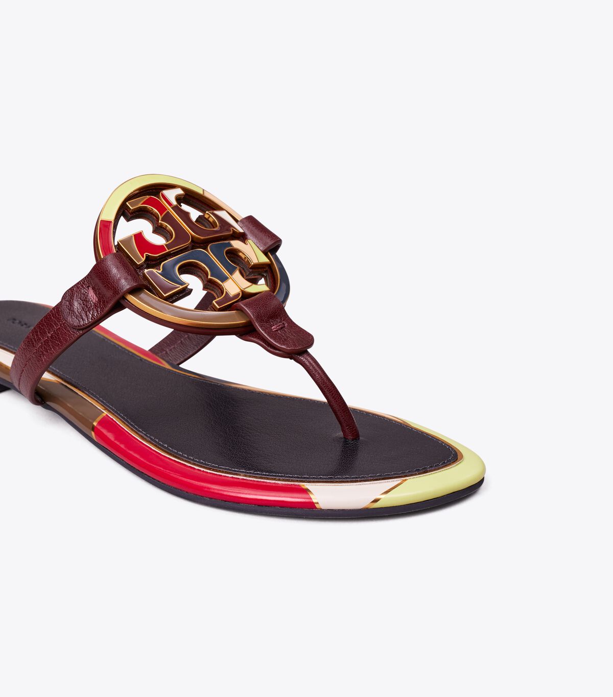 Tory Burch Brown Enamel Miller Sandals