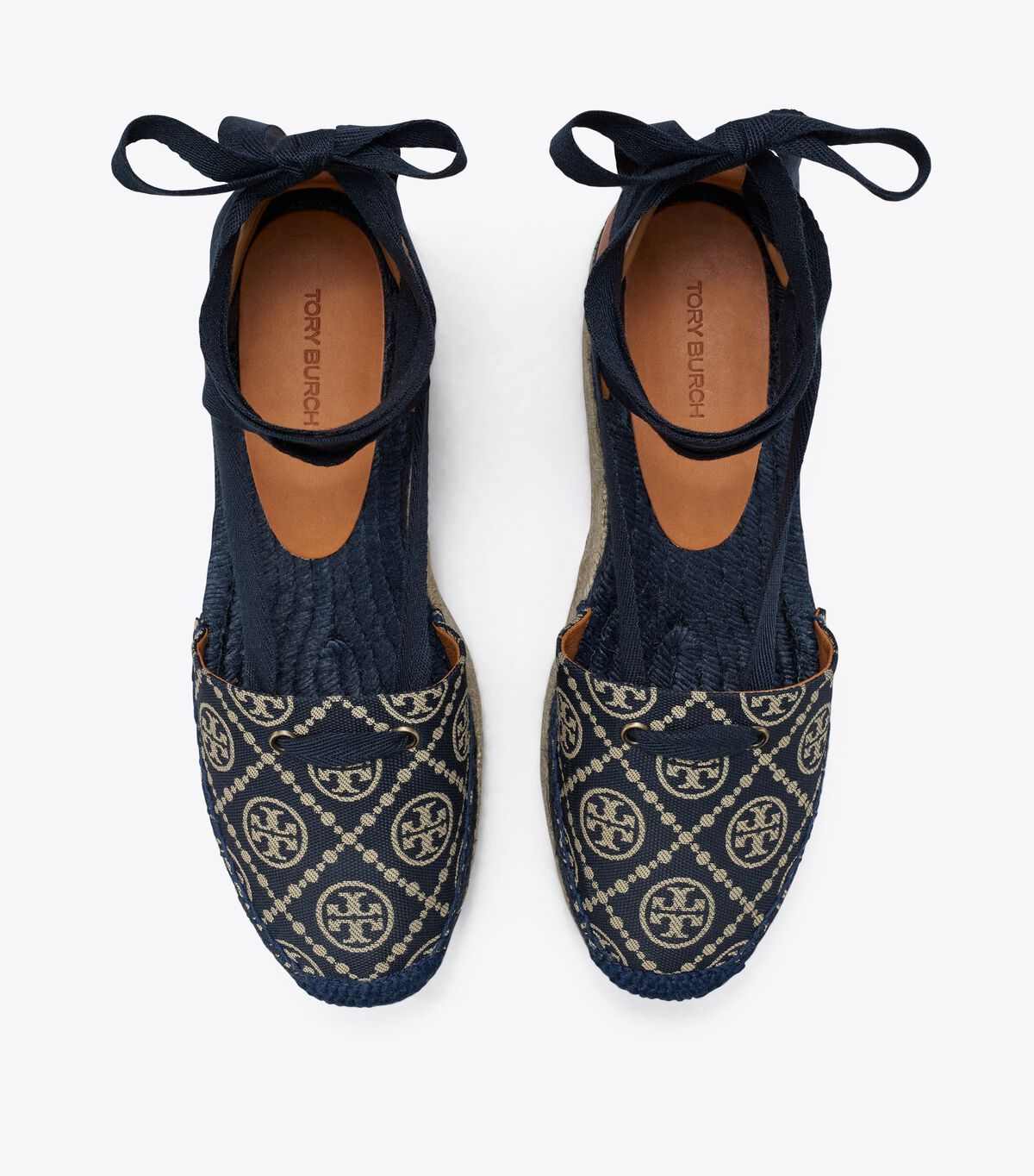 Tory Burch Navy / Brown T Monogram Espadrille