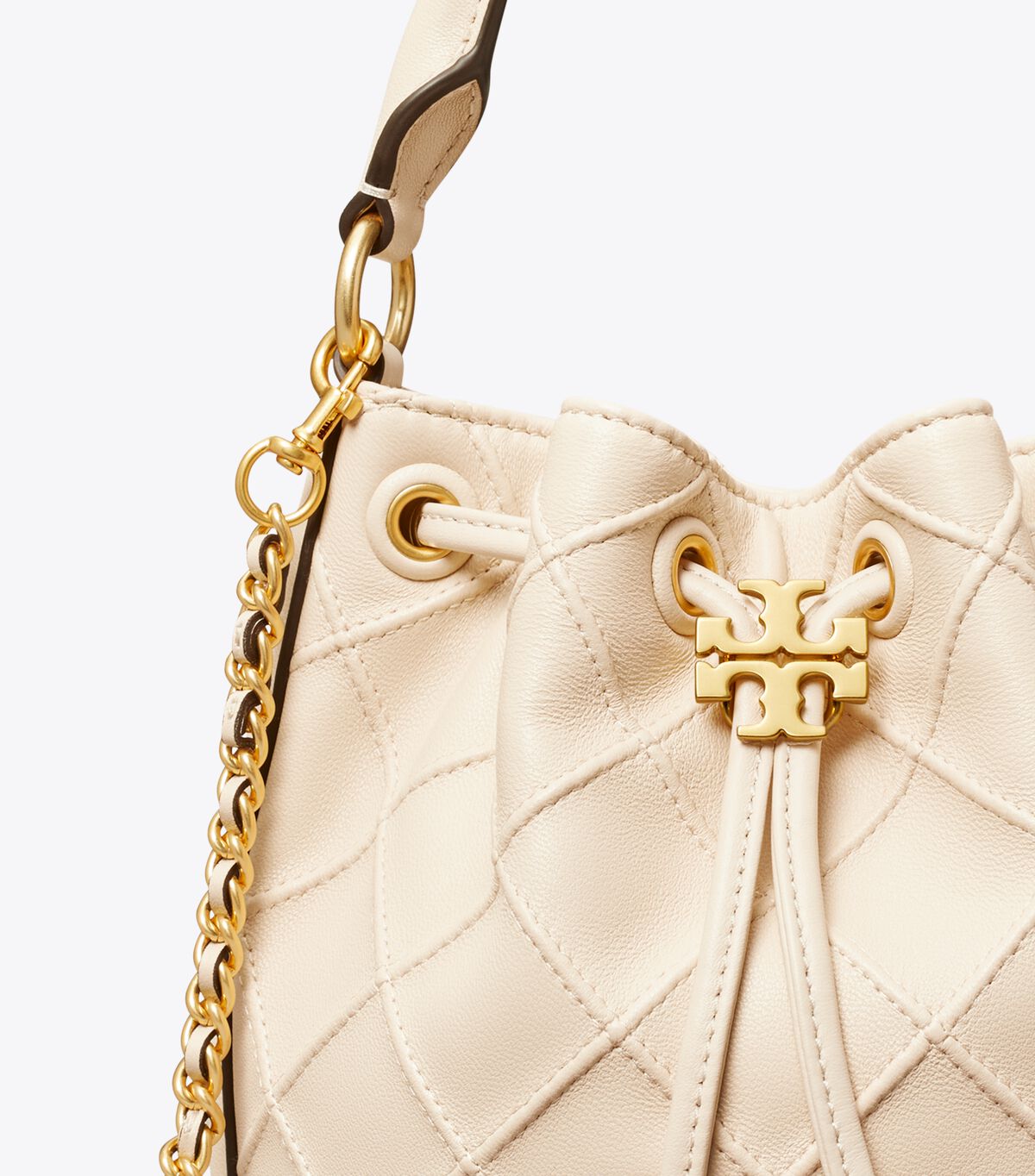 Tory Burch Cream Small Fleming Soft Bucket Bags