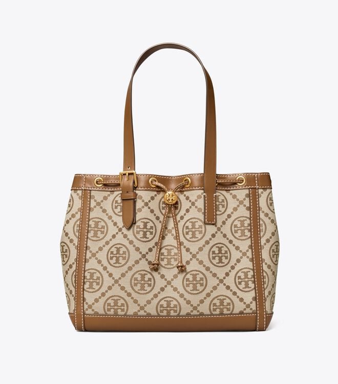 Tory Burch Brown T Monogram Jacquard Small Tote Bags