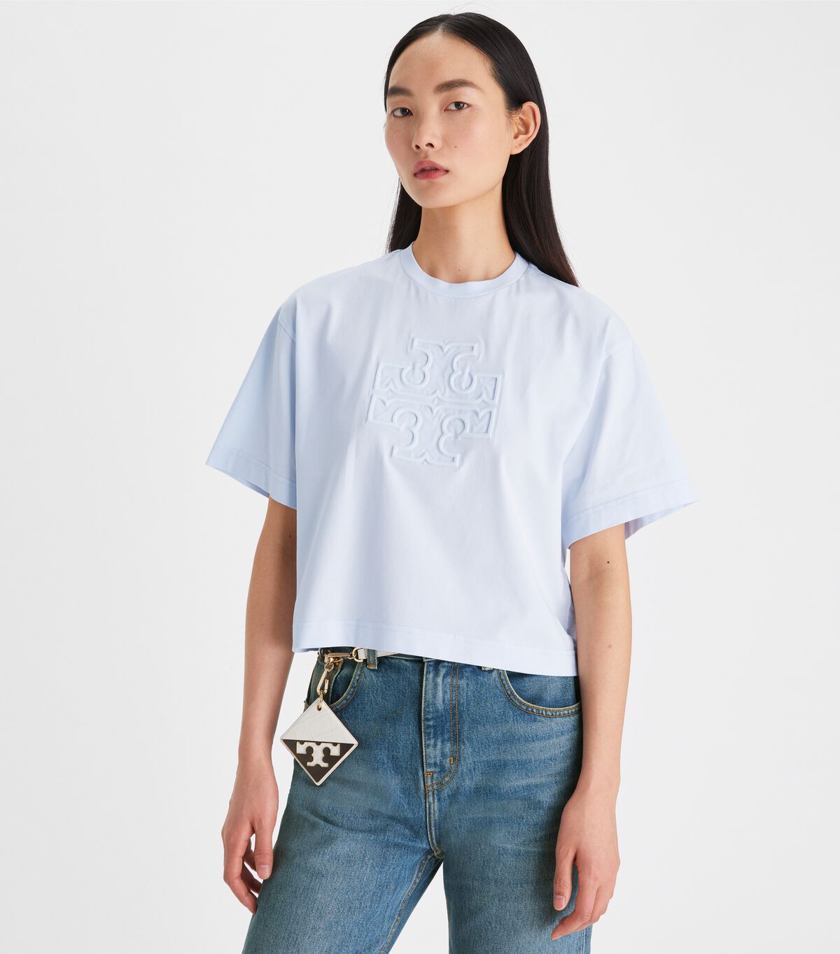 Tory Burch Blue Relaxed Logo T Shirts