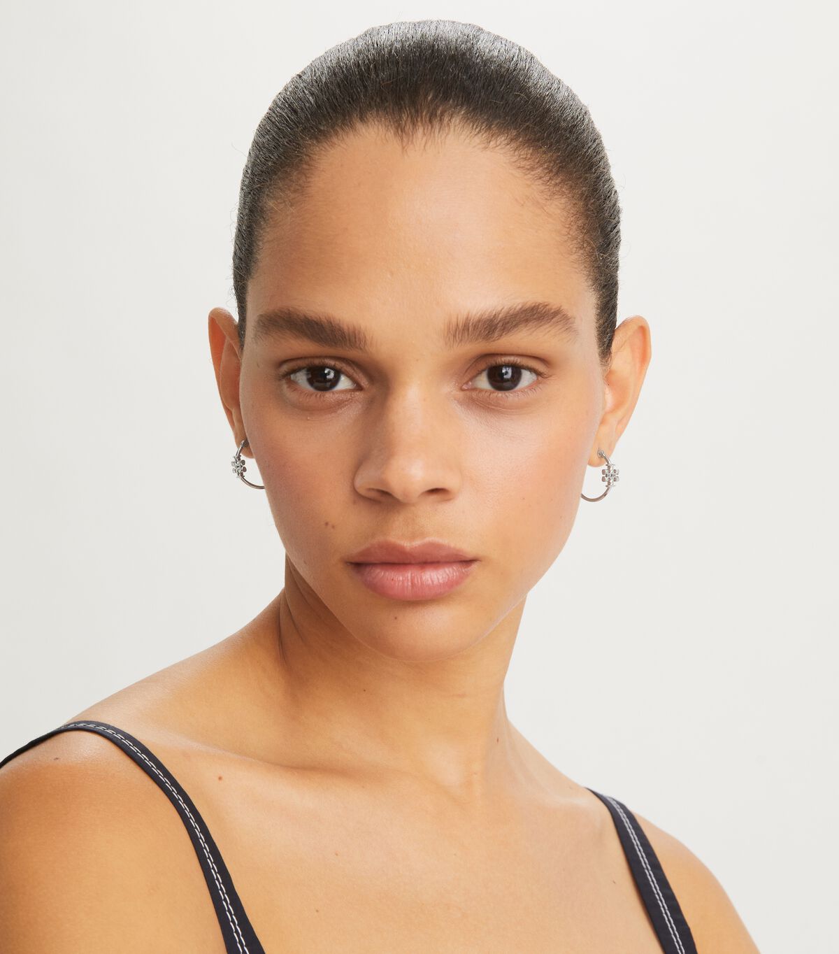 Tory Burch Silver Small Eleanor Hoop Earrings