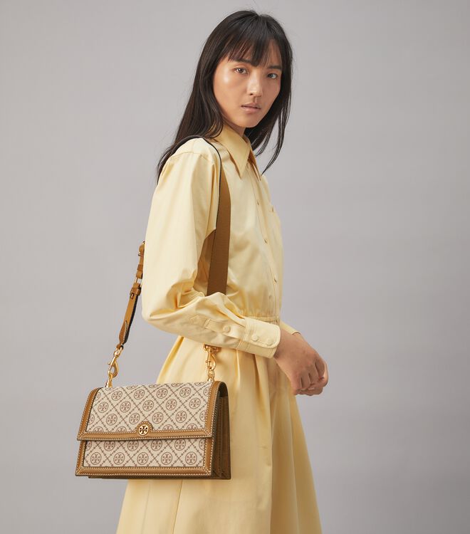 Tory Burch Brown T Monogram Shoulder Bags