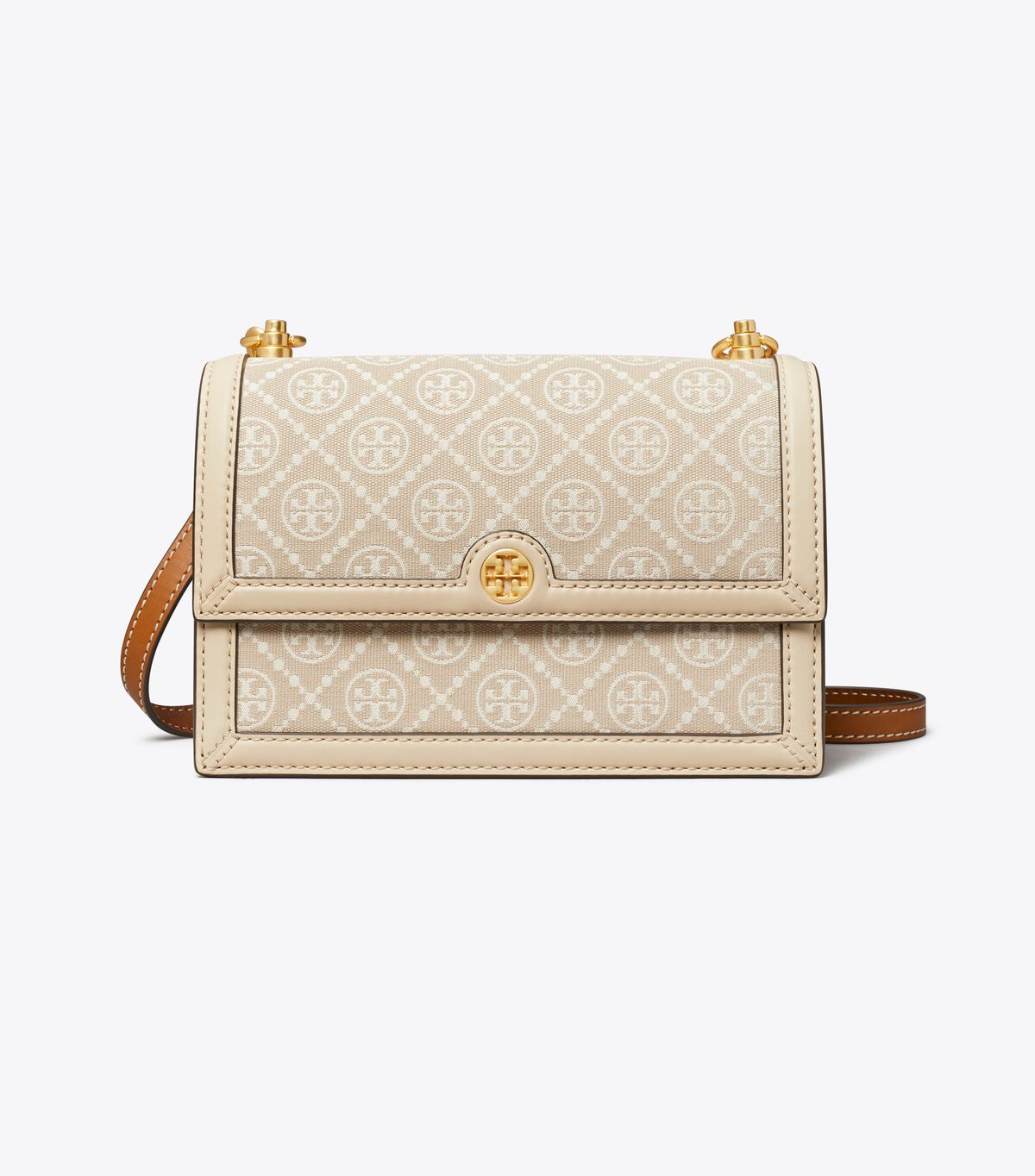 Tory Burch Beige Small T Monogram Shoulder Bags