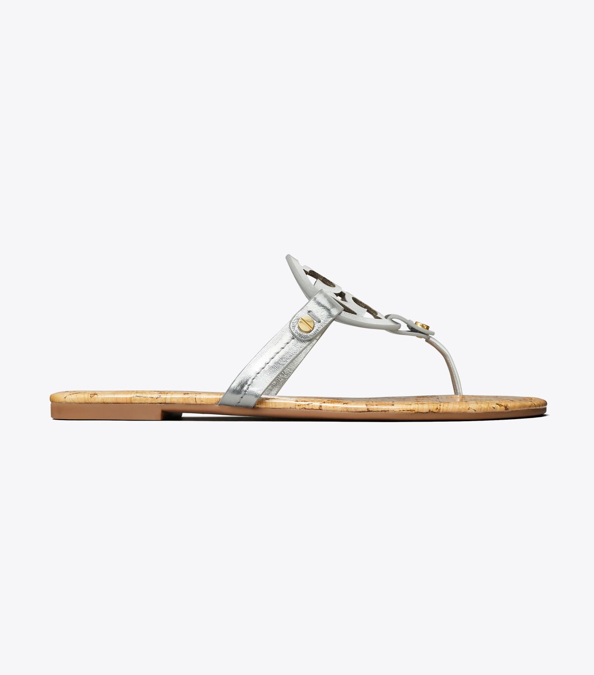 Tory Burch Silver / Beige Miller Leather Sandals