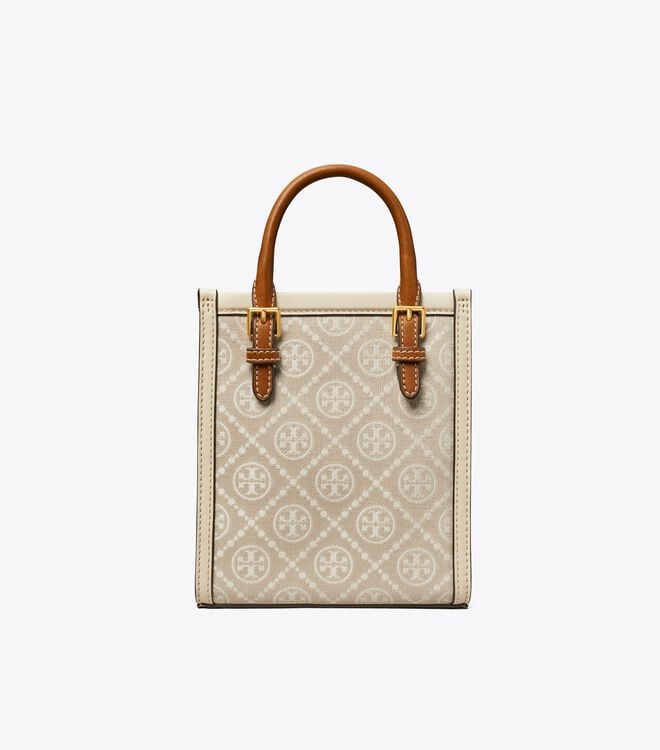 Tory Burch Beige Mini T Monogram Tote Bags