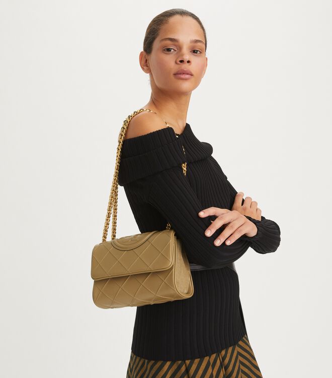 Tory Burch Grey Small Fleming Soft Convertible Shoulder Bags