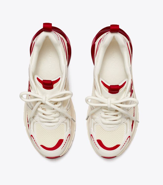 Tory Burch White / Red Good Luck Tech Sneakers