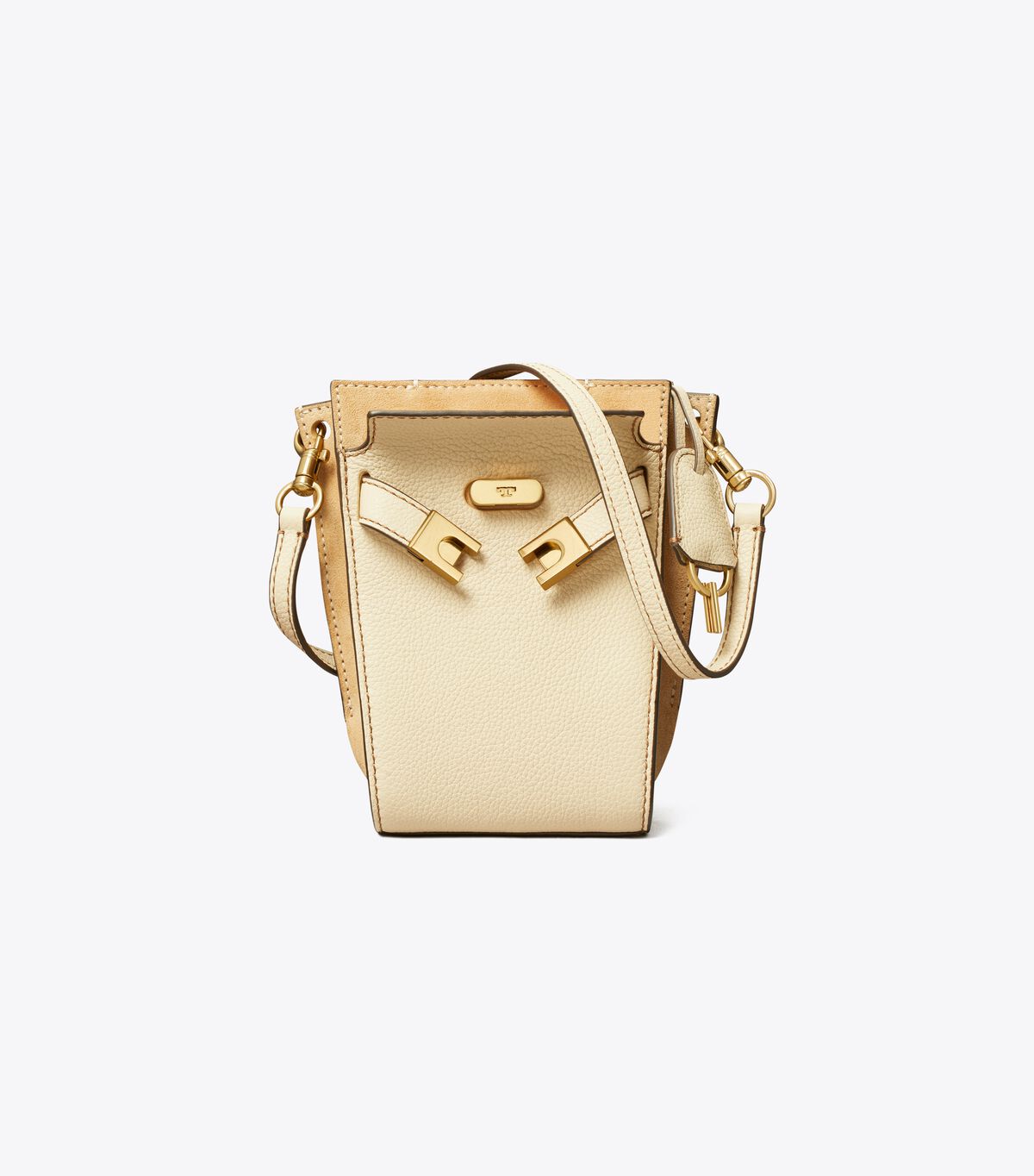 Tory Burch Beige Petite Lee Radziwill Pebbled Satchel Bags