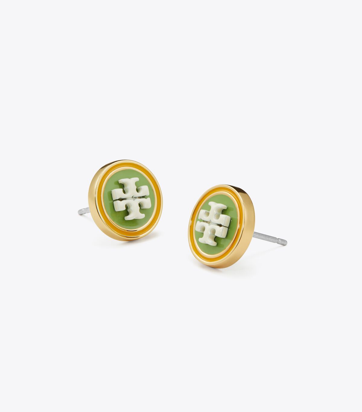Tory Burch Gold / Green / Yellow Kira Enamel Circle-stud Earrings