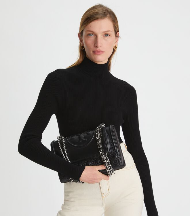 Tory Burch Black / Silver Fleming Convertible Shoulder Bags