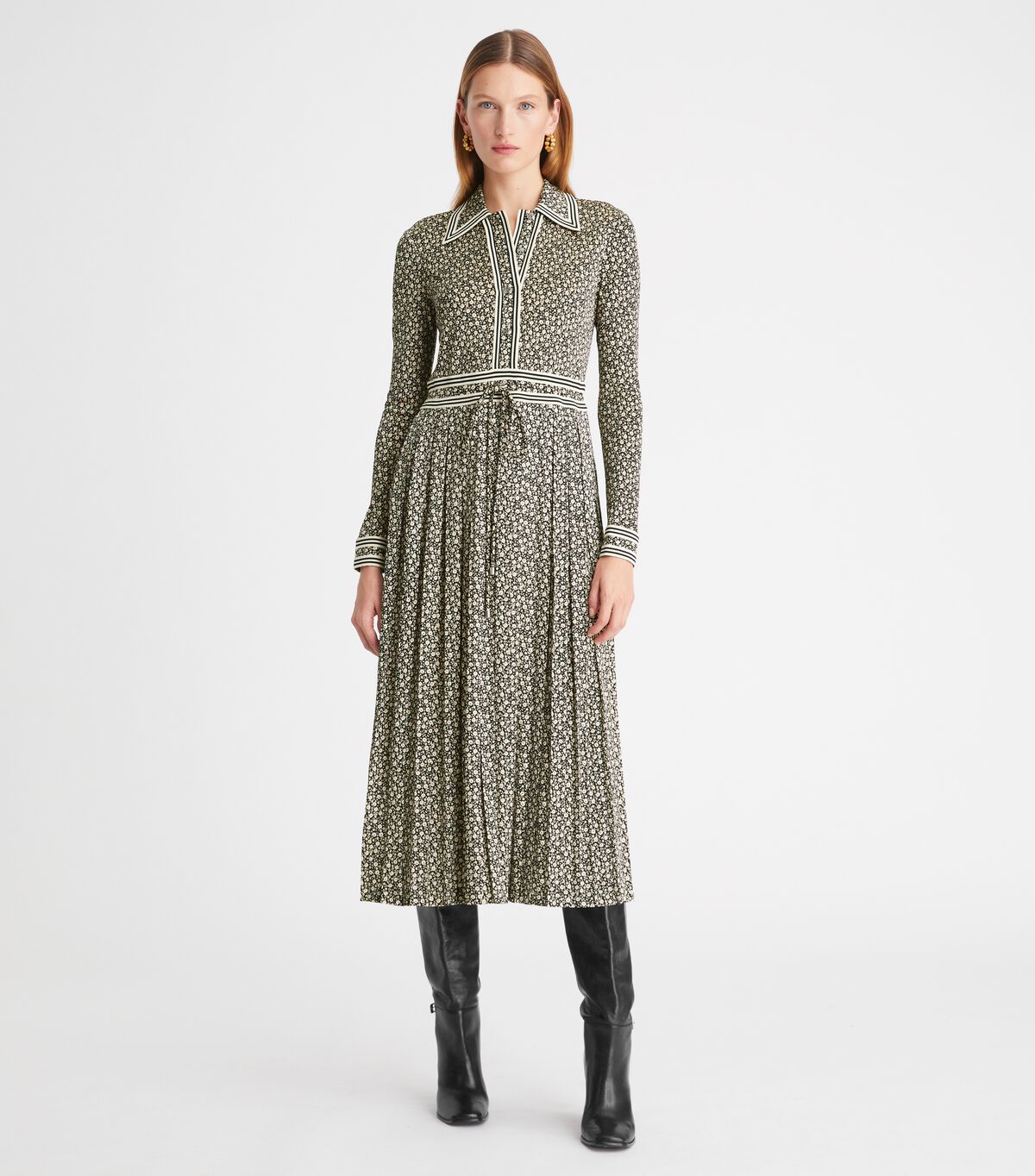 Tory Burch Black Ditsy Floral Knit Dress