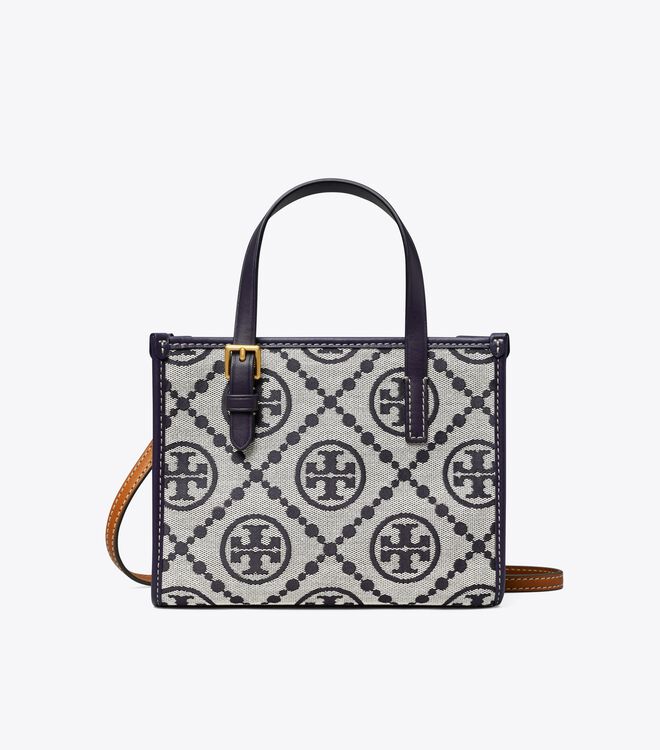 Tory Burch Navy T Monogram Square Mini Bag
