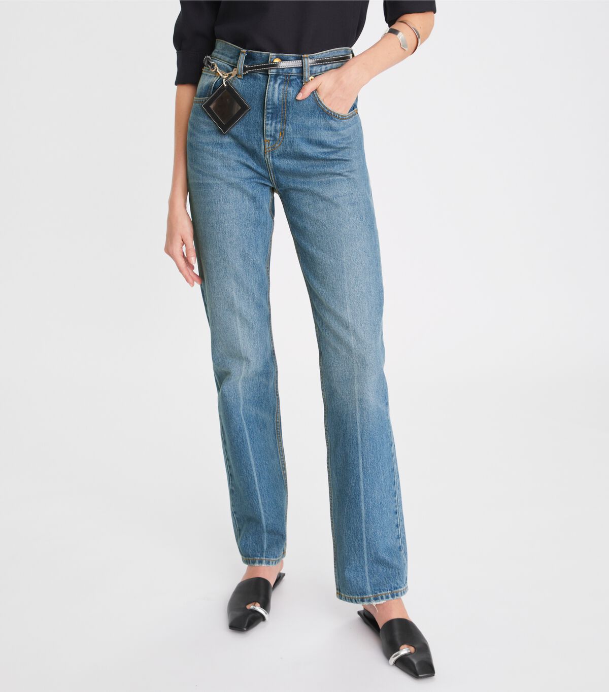Tory Burch Light Wash Mid-rise Slim Straight Jeans