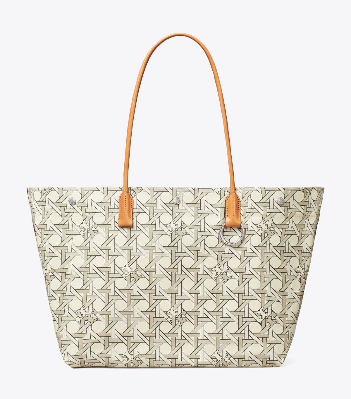 Tory Burch White Canvas Basketweave Tote Bags