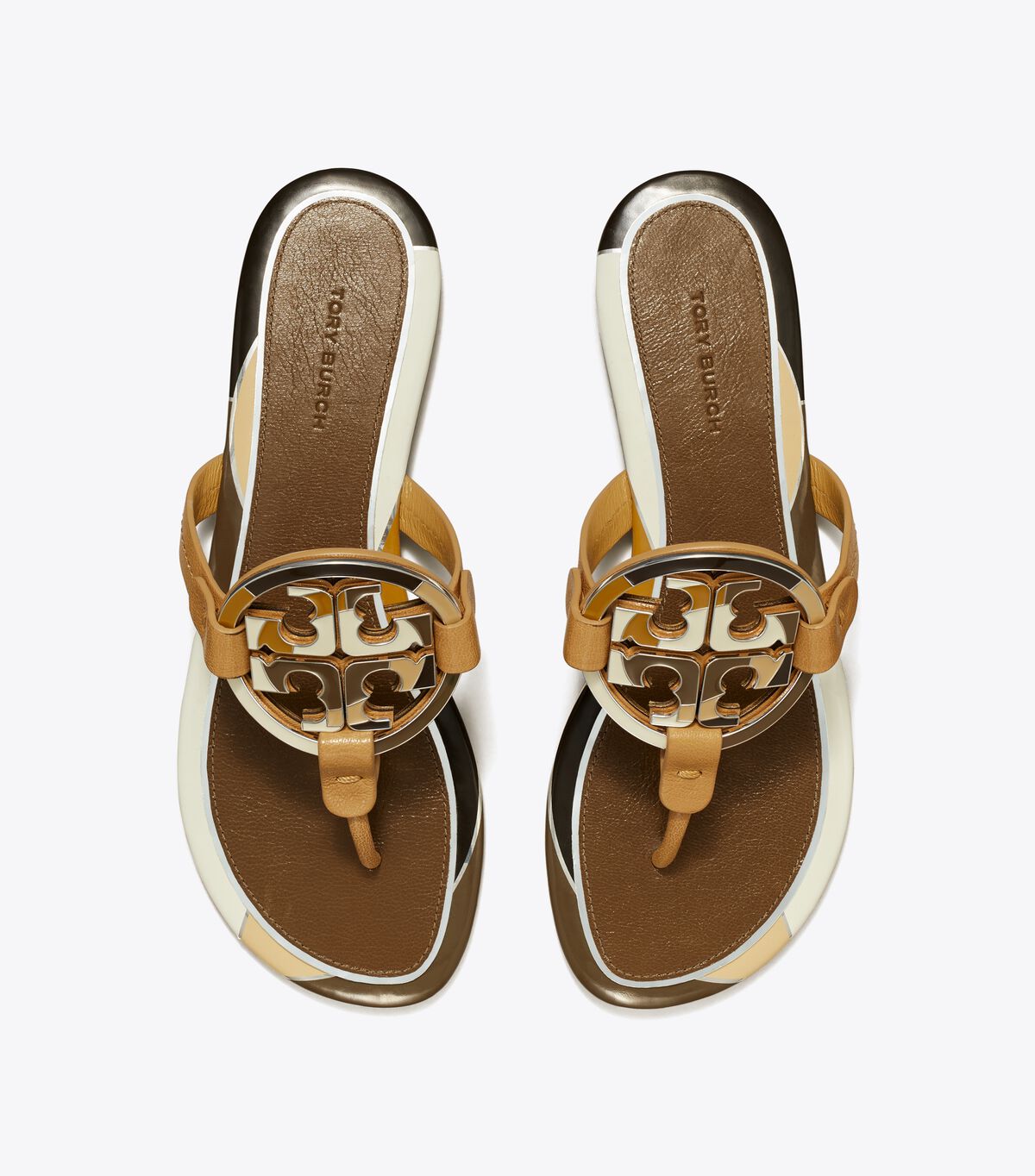 Tory Burch Brown Enamel Miller Sandals