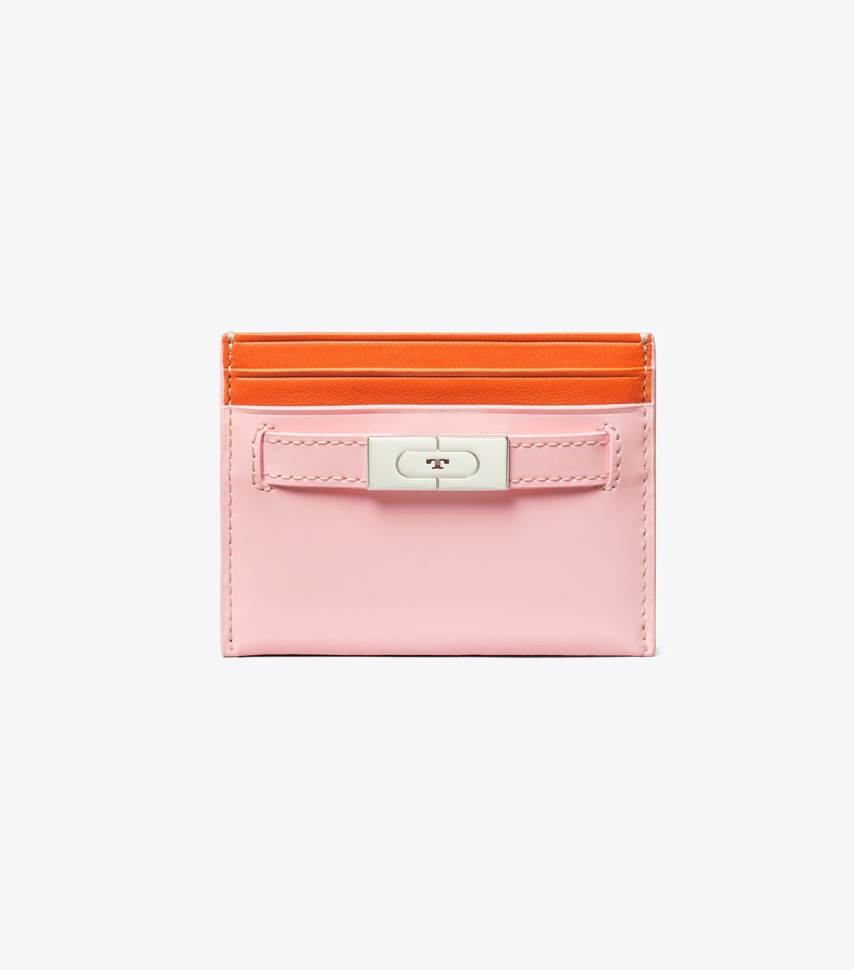 Tory Burch Pink Polished Leather T Card Case
