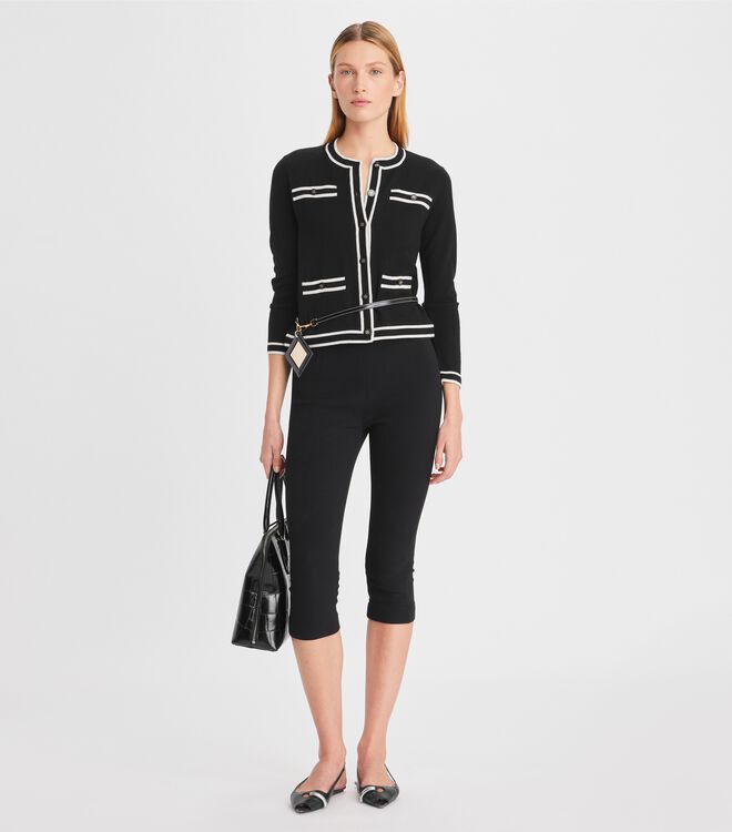 Tory Burch Black / Cream Kendra Cardigan