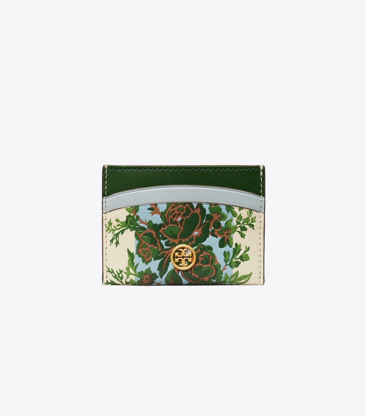 Tory Burch Blue Green White Robinson Madeleine Card Case