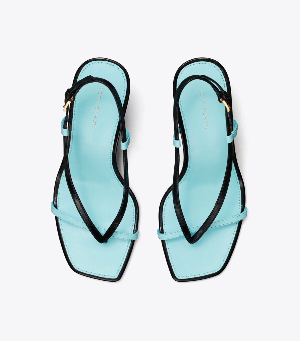 Tory Burch Black / Light Blue T Stamp Heels